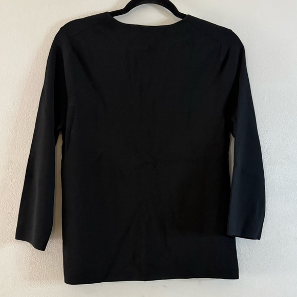 Cable & Gauge Black Wrap Blouse V-Neck 3/4 Sleeve Top - Size XL - Picture 3 of 6